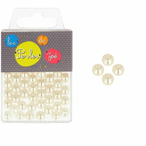 Perles rondes ivoire 6mm - boite de 16g