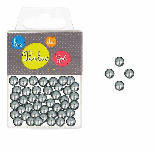 Perles rondes gris foncé 6mm - boite de 16g