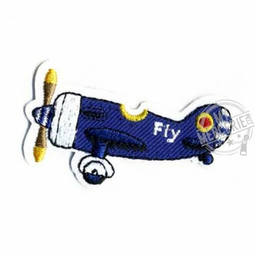 Ecusson thermocollant avion bleu foncé 5.5cmx3cm
