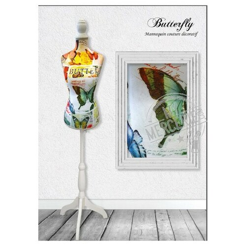 Mannequin couture décoratif motif butterfly 33cm x 21cm x 167cm