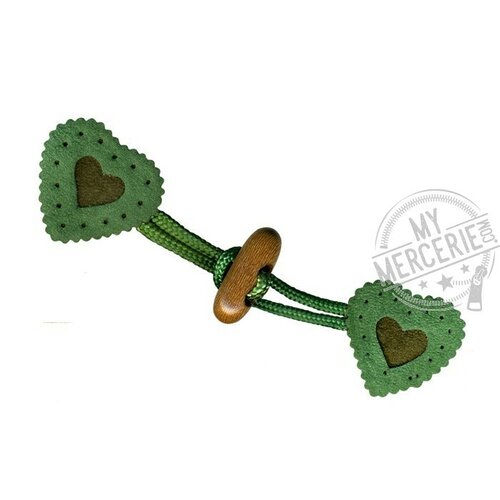 Brandebourg coeur surpiqué 14cm - vert 530-17005