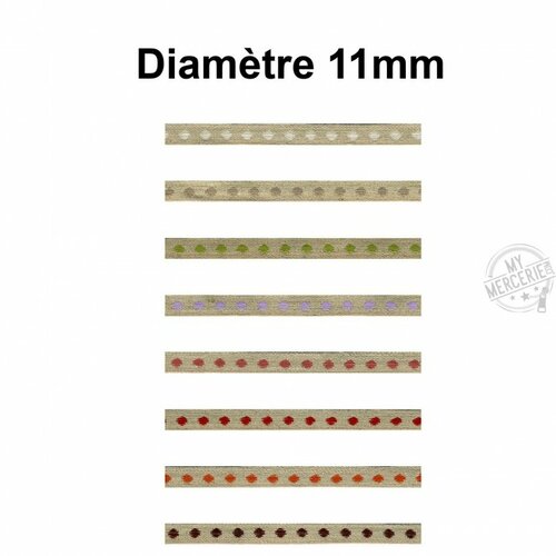 Galon pois en lin 11mm vendu au mètre - marron 5157-056
