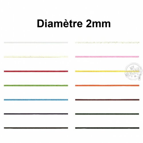 Cordelière 2mm aspect cuir vendu au mètre - noir 566-014