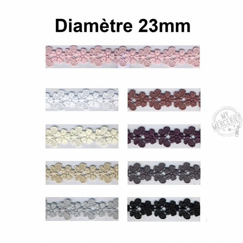 Dentelle guipure papillons 23mm au mètre - noir 1983-014