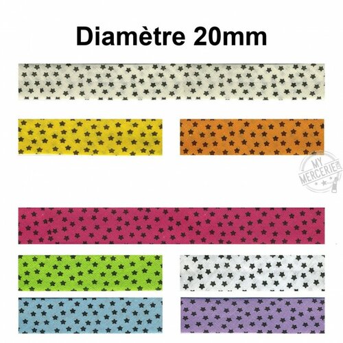 Biais replié motif étoiles au mètre - orange 0971-083