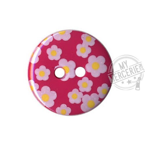 Bouton rond motif fleur couleur orchidée