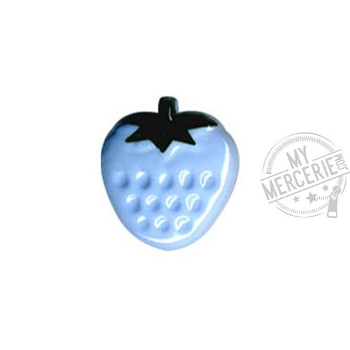 Bouton en forme de fraise couleur bleu layette 13mm