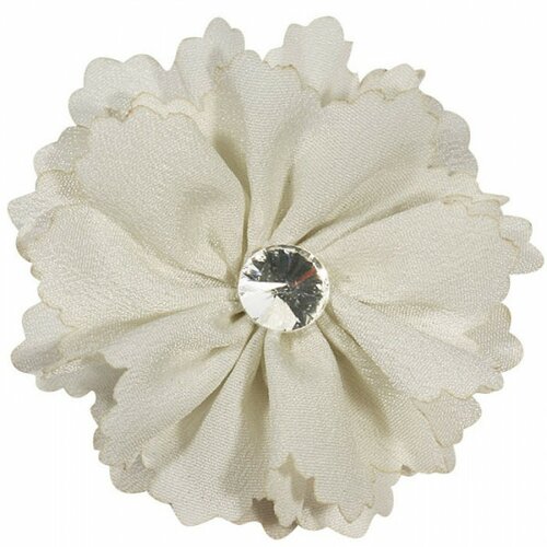 Broche fleur écru et strass 6cm