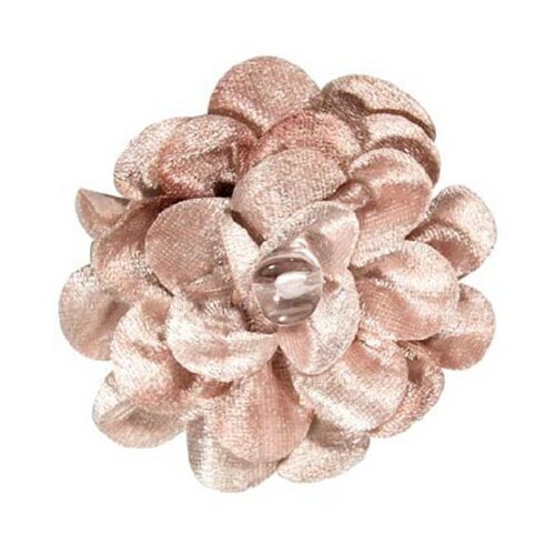 Broche fleur velours beige 7cm