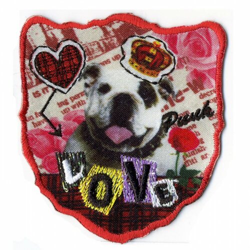 Ecusson thermocollant imprimé love 5.5cmx6cm