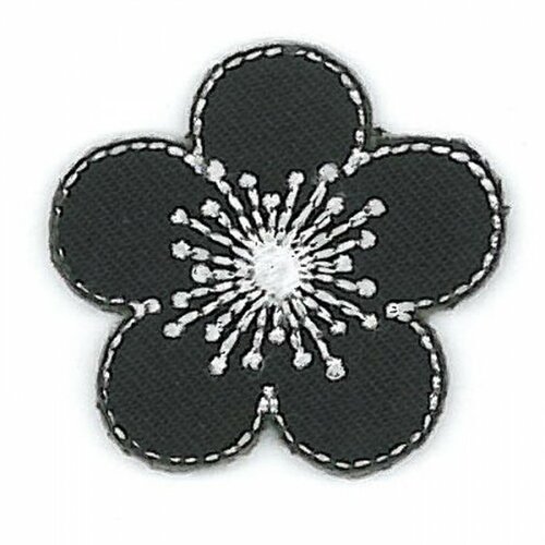 Ecusson thermocollant fleur noir 3cmx3cm