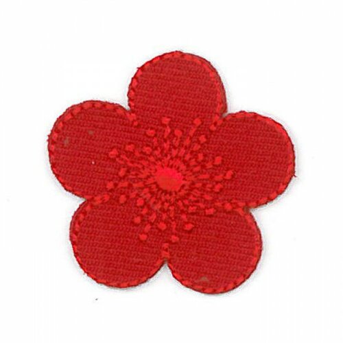 Ecusson thermocollant fleur rouge 3cmx3cm