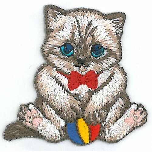 Ecusson thermocollant chat avec noeud papillon 5.5cmx5cm