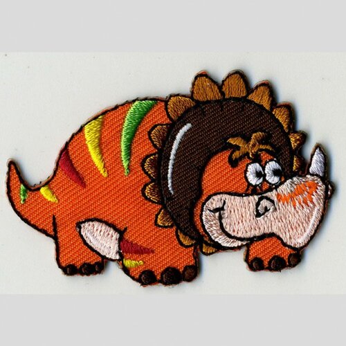 Ecusson thermocollant dinosaure orange 6cmx4cm