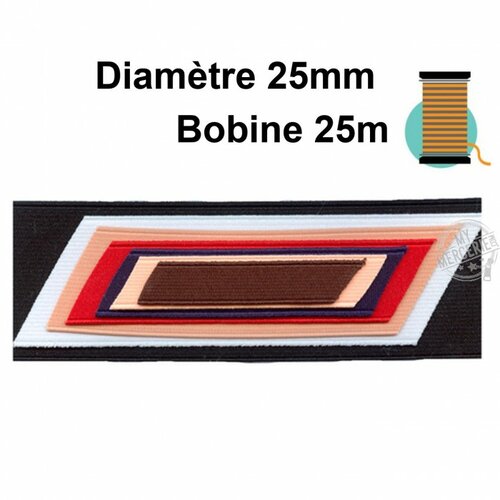 Bobine 25m élastique cotelé 25mm - chair 279-043