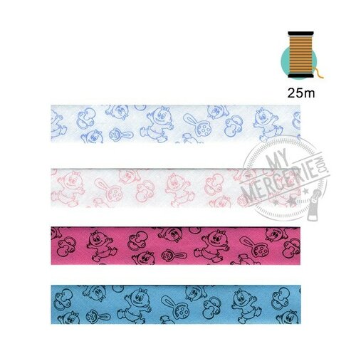 Disquette 25m biais replié bébé 20mm - fuchsia 9871-075