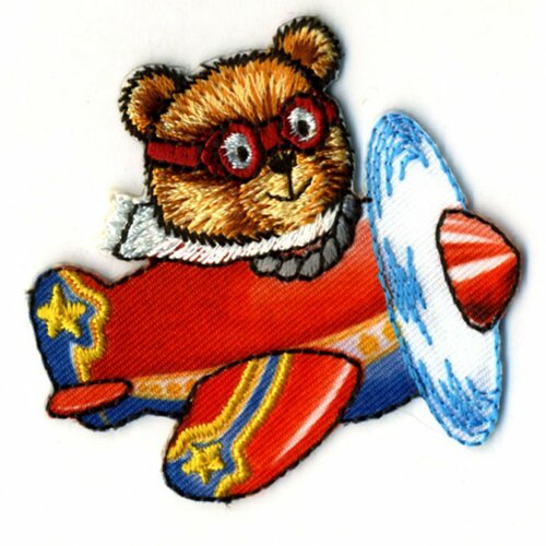 Ecusson ours en avion 6cm