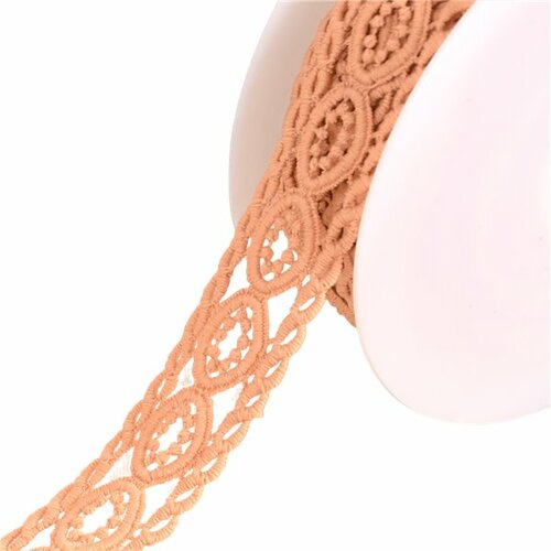 Bobine 13,5m guipure cercles 45mm beige foncé