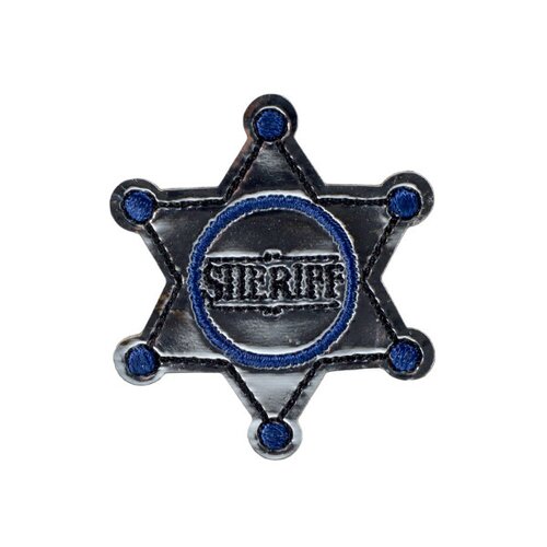 Ecusson étoile shérif argent 3,8cm x 3,8cm