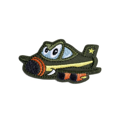 Lot de 3 écussons  transports rigolos avion vert 6cm x 3,5cm