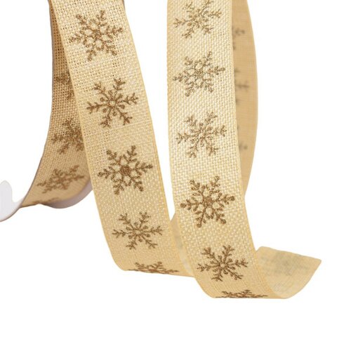 Ruban petits flocons 16mm beige au mètre