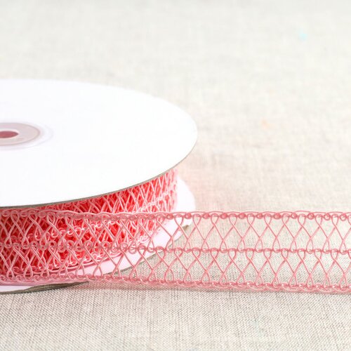 Bobine 20m galon arabesques rose clair 25mm