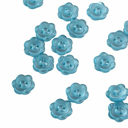 Bouton 2 trous fleur 13mm bleu