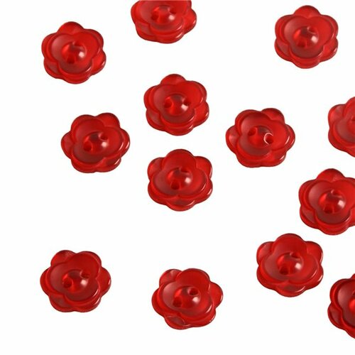 Bouton 2 trous fleur 13mm rouge