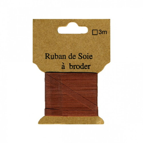 Ruban de soie à broder 4mm de 3 mètres noisette