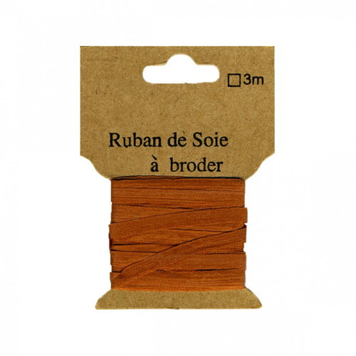 Ruban de soie à broder 4mm de 3 mètres fauve