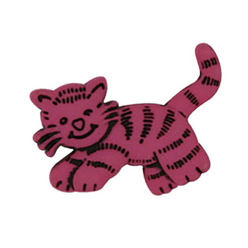 Lot de 6 boutons petit chat couleur fuchsia 20mm