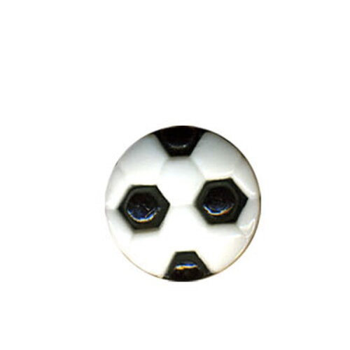 Lot de 6 boutons en forme de ballon de foot couleur noir 1,2cm