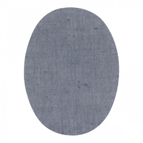 2 coudes thermocollants ou à coudre lin bleu 11,5cm x 8,5cm