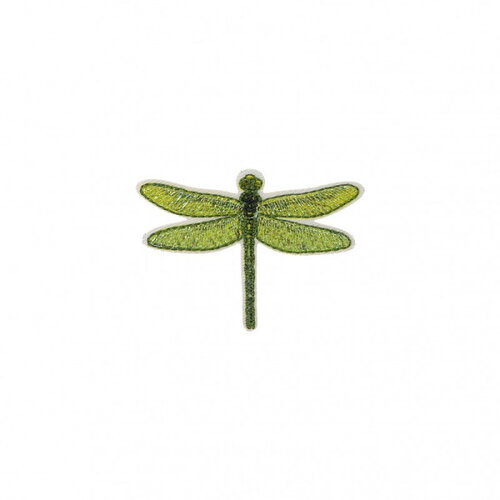 Lot de 3 écussons thermocollants libellule verte 4cm x 5cm