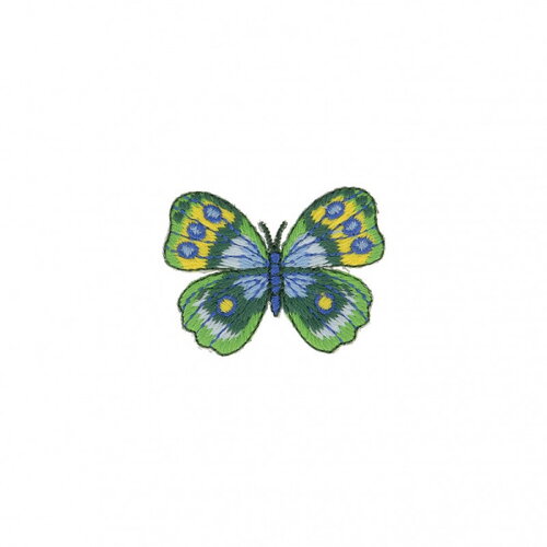 Ecusson thermocollant papillon vert bleu 4cm x 4,5cm
