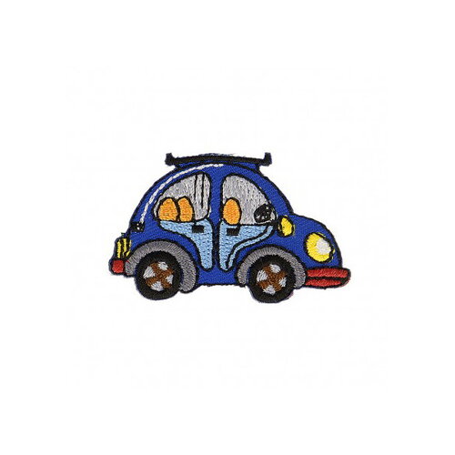 Ecusson thermocollant voiture bleue 2,5cm x 5cm