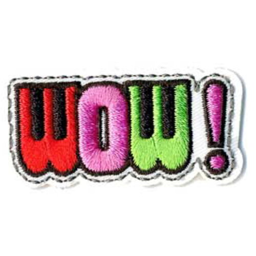 Lot de 3 écussons thermocollants flashy wow 5x2cm