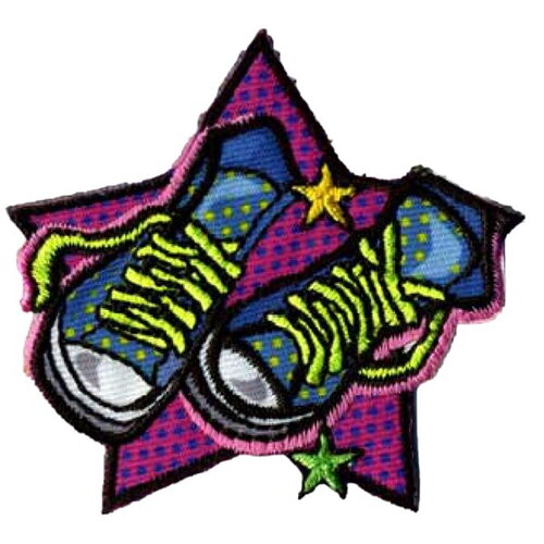 Ecusson pop art étoile rose et baskets 5.5cmx5.5cm