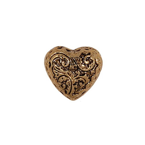 Bouton coeur métal or en taille 15mm