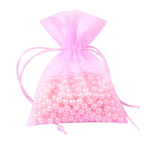Sachet organdi  12 cm x 9 cm par lot de 10 - rose 512-2158