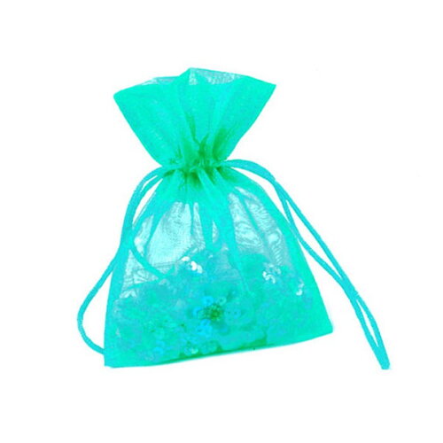 Sachet organdi  12 cm x 9 cm par lot de 10 - turquoise 833-2158
