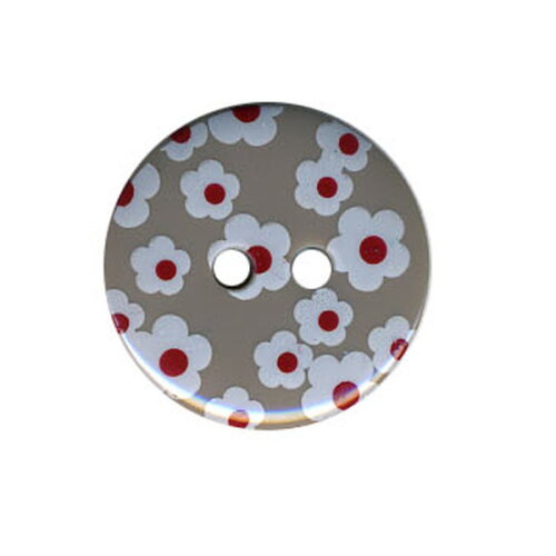 Bouton rond motif fleur couleur gris
