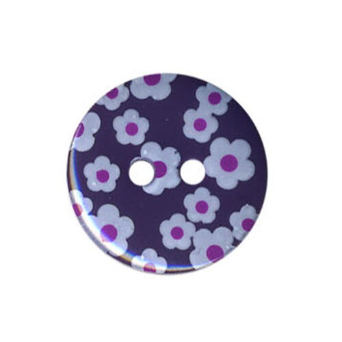 Bouton rond motif fleur couleur prune