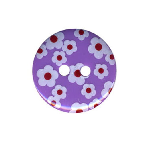 Bouton rond motif fleur couleur mauve