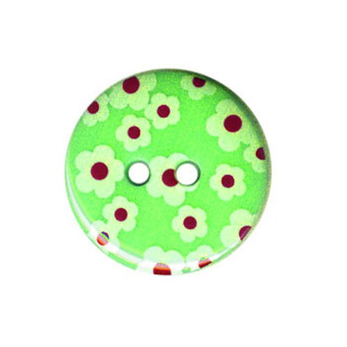 Bouton rond motif fleur couleur vert