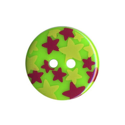 Bouton rond motif etoiles couleur vert