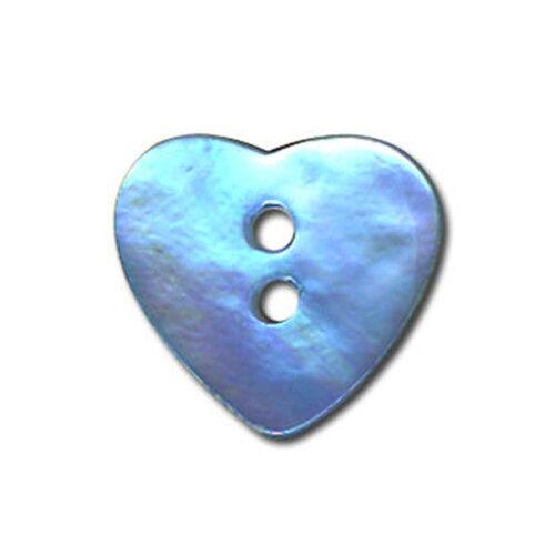 Bouton nacre en forme de coeur couleur bleu