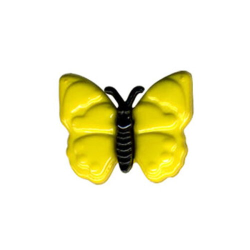 Bouton en forme de papillon couleur jaune 18mm