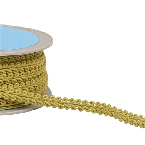 Galon points d'épis 11mm vert/beige au mètre