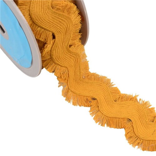 Bobine 10m serpentine frangée jaune moutarde 60mm